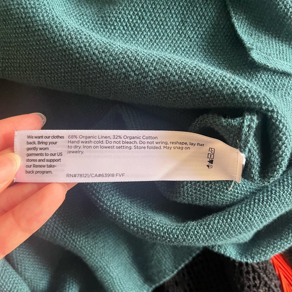Eileen Fisher Teal Linen Boxy Top - Picture 4 of 4